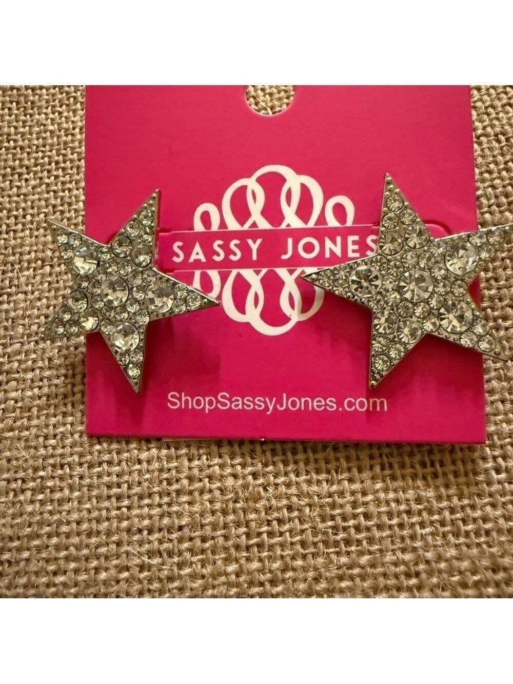 Sassy Jones Silver Star Studs with Rhinestones